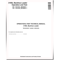 315SL (SN from MC000001, MD000001) Backhoe Loaders Operation and Test Manual (TM14518X019)
