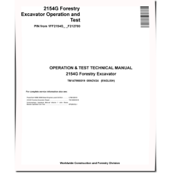 2154G (SN from F212700) Forestry Excavators Operation and Test Manual (TM14799X019)