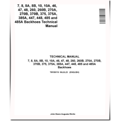 7,8,8A,8B,10,10A, 46,47,48, 260,260B,270A,270B,370B, 375,375A,385A, 447,448,485,485A Backhoes Technical Manual (TM159119)