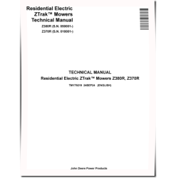 ZTrak Z370R (SN from 010001) and Z380R (SN from 050001) Residential Electric Mowers Technical Manual (TM179219)