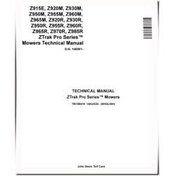 ZTrak Pro Z915E, Z920M/R, Z930M/R, Z950M/R, Z955M/R, Z960M/R, Z965M/R, Z970R, Z985R Mowers Technical Manual (TM188419)